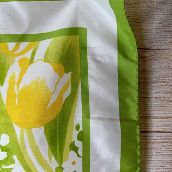 Vintage SM Kent Avon Burst of Spring Floral Japan Green Head Hair Wrap Mob Wife - Picture 5 of 11